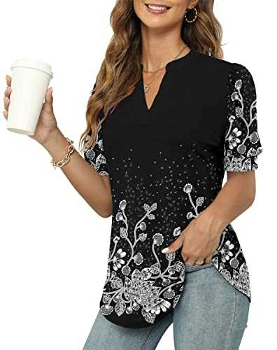 QUEEN PLUS Womens Long Sleeve Tops 2023 Fall Ruffle Puff Sleeve Cute Tunic Shirts,S-3XL
