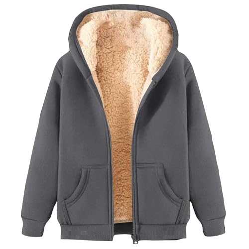 WILLBEST Women Fleece Jackets Full Zip Shaggy Hooded Jacket Autumn and Winter Cosy Soft Teddy Coat Cardigans Wool Sweatshirt Overcoat Outerwear