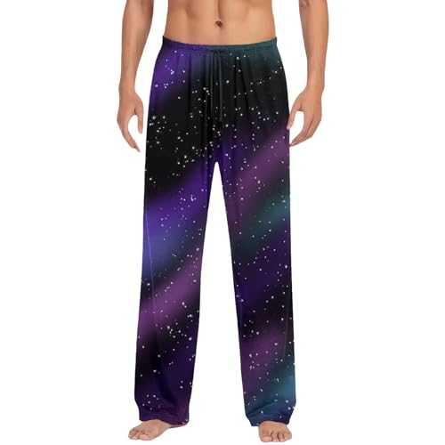 Gefomuofe Tracksuit Bottoms Men's Long Summer Slim Fit Straight Galaxy Print Fabric Trousers Relaxed Fit Outdoor Trousers Sweatpants Breathable Lightweight Outdoor Trousers Jogging Bottoms