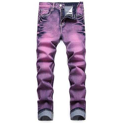 QLGZFZ Men's Slim Fit Stretch Jean Blue Or Black Comfortable Soft Ripped Pants Demin