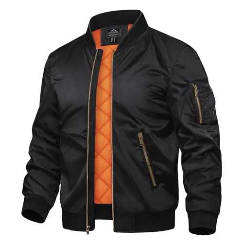 TACVASEN Men's Jackets Casual Bomber Jacket Windproof Winter Lined Warm Windbreaker Coat Outwear