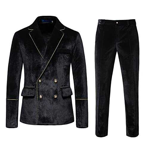 Cocila Mens Autumn and Winter Fashion Casual Suits Velvet Slim Double Breasted Solid Color Evening Dress Groomsmen Suit Suit Man Mens Tracksuits Men's Activewear Leggings