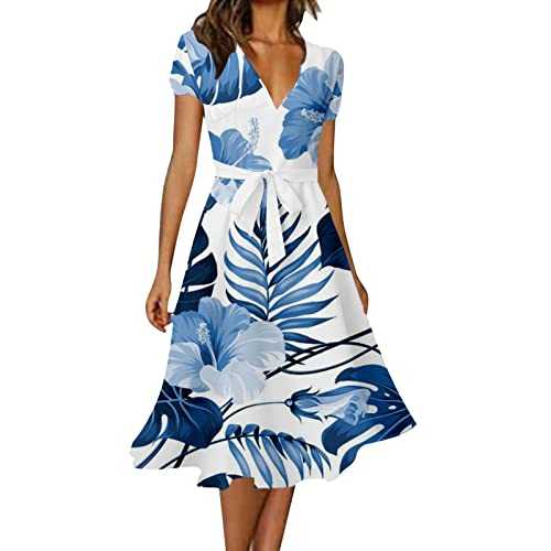 Women Casual V Neck Solid Color Multicolor Strap Decoration Elegant Dress Womens Midi Dress