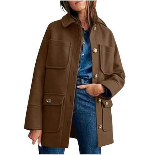 Wool Coat Women's Long Trench Coat with Belt Elegant Plain Wool Jacket Lapel Collar Jacket Long Sleeve Transition Jacket Winter Jacket Autumn Winter Coat Warm Winter Coat Transition Coat Outerwear