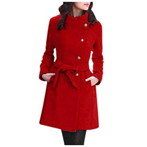 Women Winter Wool Coat Windbreaker Long Trench Classic Parka Winter Spring Warm Jacket Ladies Long Sleeve Cardigan Top Outerwear Overcoat Plus Size