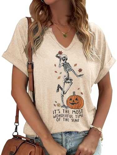 Tis The Season Halloween T-Shirt Womens Funny Pumpkin Short Sleeve Shirts Fall Season Graphic Tee Tops