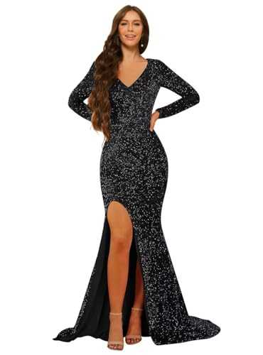 BEAUTFOR Off The Shoulder Long Prom Dress with Slit Sequined Lace Appliques Mermaid Evening Gown for Women BF58