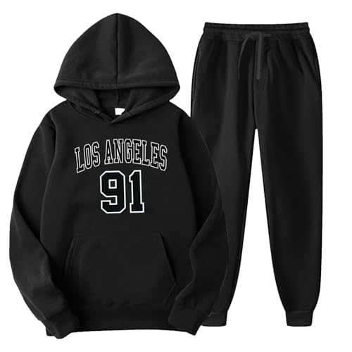 Men's Suit Black Fashion Casual Letter Printed Pullover Trousers Sports Suit Western Photo Wall