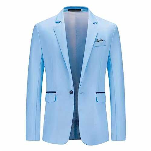 Casual Suit Jackets for Men UK | Grey Solid Colour Slim Fit Stylish Blazer Coats Jackets Men'S Casual Sports Coats Lightweight Suit Blazer Jackets One Button Straight-Fit Wear Men'S Blazers Mens Suit