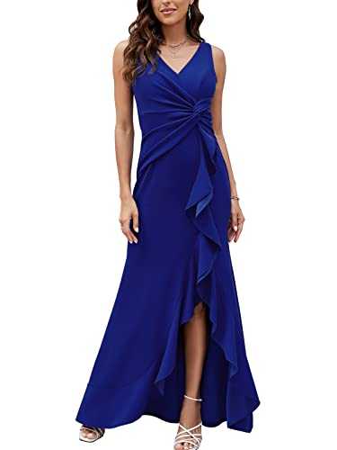 FQA Formal Evening Dresses for Women Elegant Evening Party Prom Dress Long Sexy V Neck Sleeveless Split Wrap