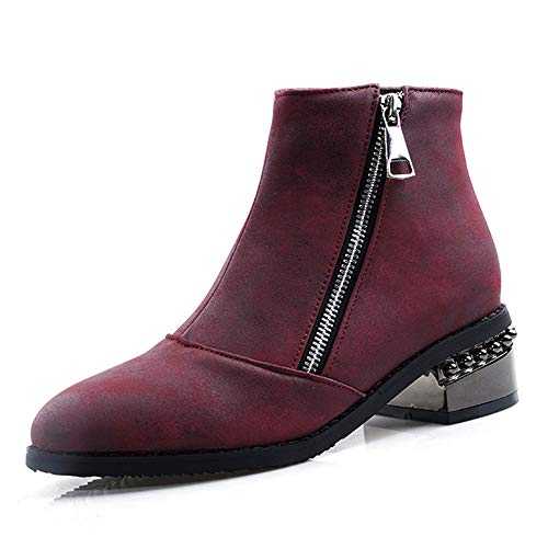 Vrupons Low Heel Ankle Boots with Side Zip for Women