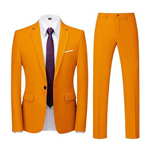 Men Suits 2 Piece Slim Fit Suit Business Wedding Formal Dinner Two Buttons Tuxedo Suit for Men Classic Blazer and Trousers Set Performance Business Suit Set Solid Color Blazer Pants Sets