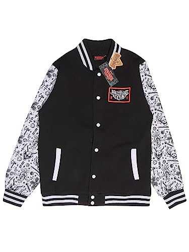 Heroes Inc Varsity Jacket for Men | Hellfire Club Bomber | Black Jacket | Official Stranger Things Merch |