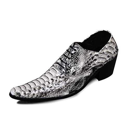 New Driving Shoes for Men Snakeskin Embossed Pointed Toe Heels Slip On for Performance Genuine Leather