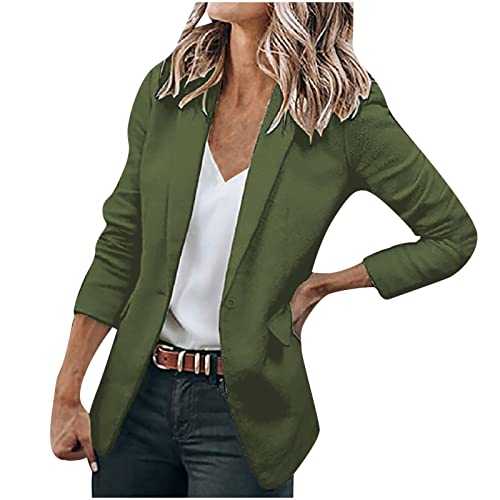 HAOLEI Casual Blazer for Women UK Casual Plain One Button Blazer Jacket Notched Long Sleeve Suit Coat Regular Fit Work Office Business Formal Suit Jackets Ladies Autumn Winter Outwear