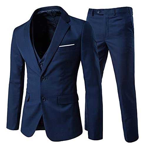 Mens Suits 3 Piece Regular Slim Fit Wedding Tuexedo Suit for Men Business Casual Wedding Suits Jacket Blazer Waistcoat Trousers