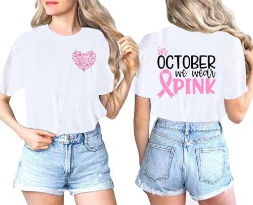 MAIHUN Womens Breast Cancer Shirts Heart Pink Ribbon Tshirt Cancer Awareness Tee Tops