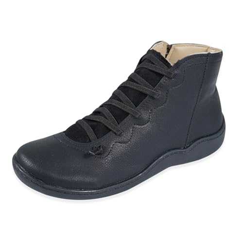 WOFANLULY Womens Winter Warm Lined Ankle Boots Ladies Lightweight Two Side Zip Casual Comfort Ankle Boots