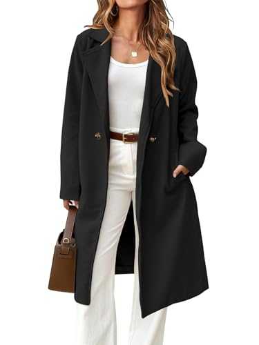 IDEALSANXUN Womens Long Wool Coat Fall Winter Notch Lapel Trench Coat Peacoat Jackets