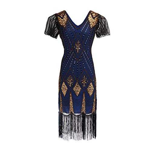 Gatsby Dress, Women 1920s Art Deco Sequin Paisley Flapper Tassel Glam Party Cocktail Dresses