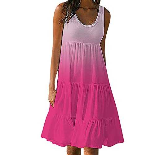 Summer Dresses For Women Uk Casual Sundress Sleeveless Plus Size Boho Dress Lady Elegant Long Dress Crewneck Tunic Dresses Loose Fit For Beach Vacation Wedding Special Occasions Holiday Uk Sale