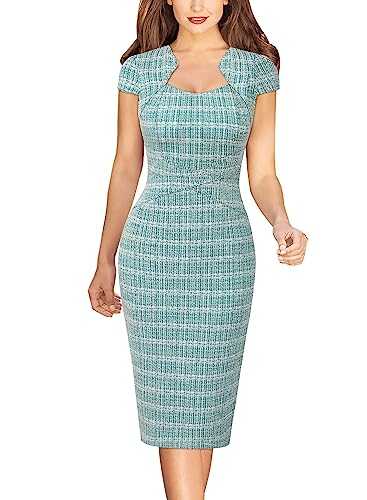 VfEmage Womens Sexy Square Neck Slim Bodycon Business Pencil Dress