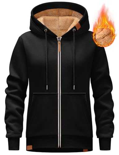 TOMEEK Hoodies for Women Winter Warm Sweatshirts Fleece Jacket Zip up Snuggle Hoodie Long Sleeve Jumpers Coats Ladies Hoodies with Pockets