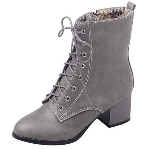 Women Classic Winter Lace Up Ankle Biker Boots Zip