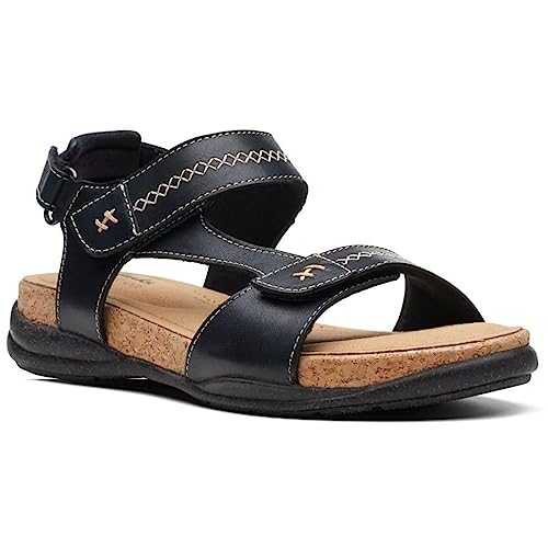 Men's Roseville Mae Flat Sandal, Black Leather, 8 UK