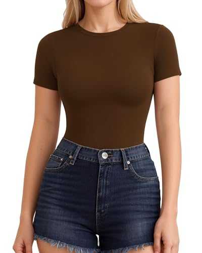 ALGALAROUND T-Shirts for Women Fitted Crew Neck Short Sleeve T-Shirts Summer Basic Womens Tops for Ladies Going Out