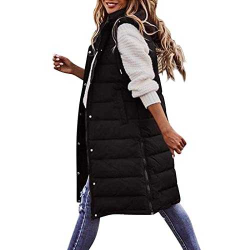 CarpartSJP Women's Long Down Vest Winter Coat Vest Sleeveless Warm Long Vest Women's Hooded Lightweight Down Jacket Winter