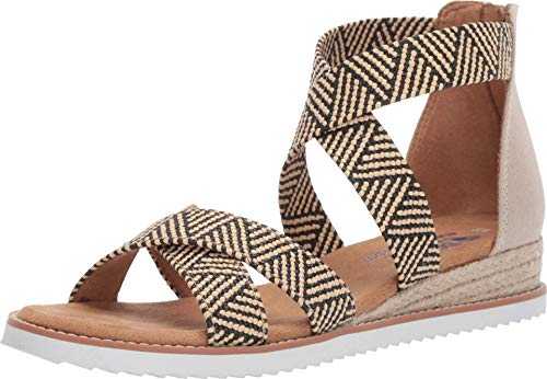 Skechers Women's Desert Kiss - Summer Sun Espadrille Wedge Sandal, Natural Black, Numeric_6
