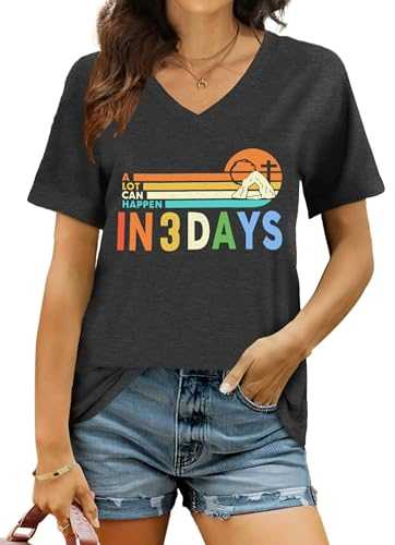 PICKID Easter Shirt Women Cute Bunny T Shirt Happy Easter Shirts Rabbit Graphic Easter Gift Tees Holiday V Neck Tops