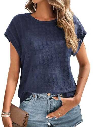 Dokotoo Womens Tops Summer V-Neck Short Sleeve Women's T-Shirts Oversized Loose Fit Tee Solid Color Cotton Waffle Knit Ladies Tshirts Top S-XXL
