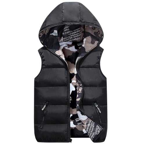 AMhomely Ladies Winter Gilet Quilted Gilet with Hood Thick Casual Body Warmer Full Zip Sleeveless Jacket Lightweight Packable Jackets Thermal Shirt Fall Clothes Outfits Outdoor Overcoat