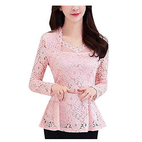Lace Blouse Women Lace Shirt Sleeve Top Crochet Casual Elegant Long Women's Blouse Glitter Top
