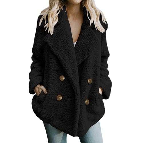 VEMOW Fleece Jacket Women Teddy Winter Overcoat Oversize WinterJackets Thermal Ladies Jumpers Warm Plush Coats Fluffy Outwear Long Sleeve Lapel Collar Shaggy Outdoor Outerwear With Pockets