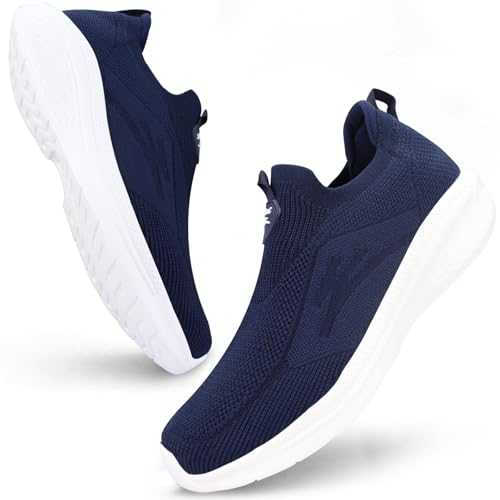 Giniros Mens Slip On Trainers Casual Trainers Shoes Breathable Running Shoes Walking Sneakers Lightweight Tennis Shoes Soft Comforble Mesh Gym Workout Sneakers