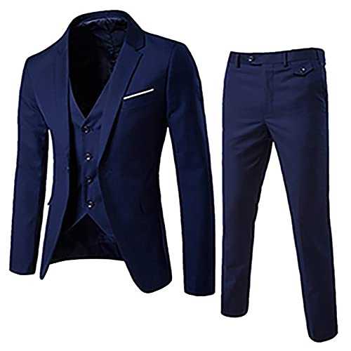 Mens Suits 3 Pieces Blazer Trousers and Waistcoat Classic Formal Business Wedding Suits Male Slim Fit Checked Suit Waistcoat Pants Three Piece Suit