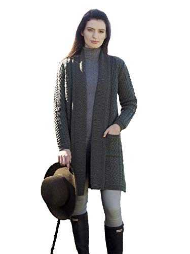 Women's Irish Cable Knitted Edge to Edge Coat (100% Merino Wool)