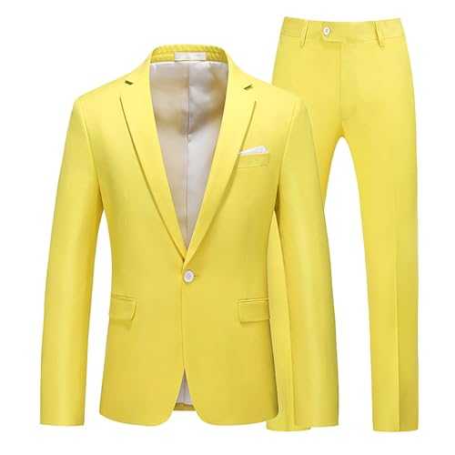 Mens 2 Piece Suit Slim Fit - Wedding Suits for Men Regular Fit Business Wedding Party Jacket & Trousers Dinner Jackets for Men One Button Blazer and Pants Set Mens Business Outfits