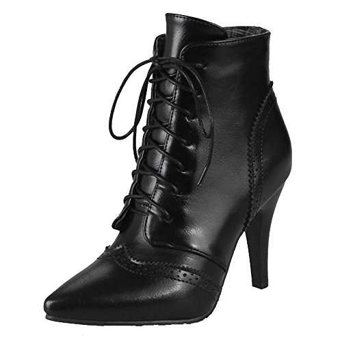 CUTEHEELS Women Boots with Thin Heel and Pointed Toe Lace Up Ankle Boots with 7-colors Avaialble