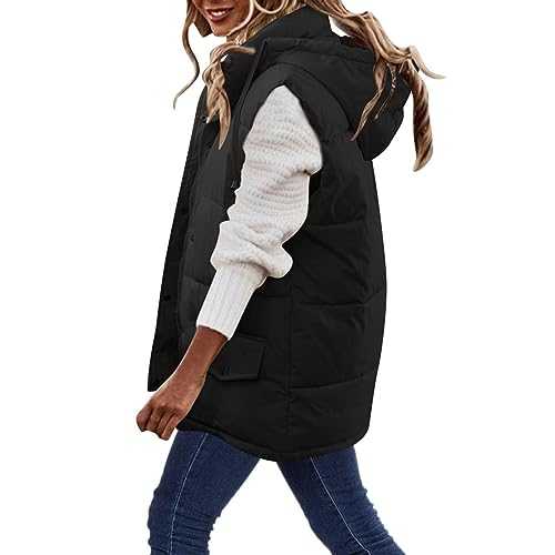 HAOLEI Long Gilet for Women UK Sale Clearance,Ladies Outerwear Gilets and Body Warmers Quilted Winter Vest Petite Elegant Coat Sleeveless Down Jacket Warm Lightweight Puffer Jacket with Pockets