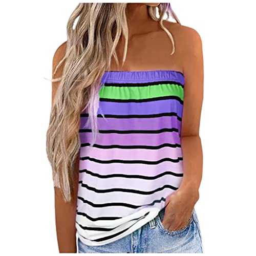 Women Shirts and Blouse Sale Clearance,Ladies Casual Strapless Bandeau Tank Top Printed Vest Off The Shoulder Blouse Elegant Tunic Shirts Tops Office UK Size S-5XL Shipping 7 Days