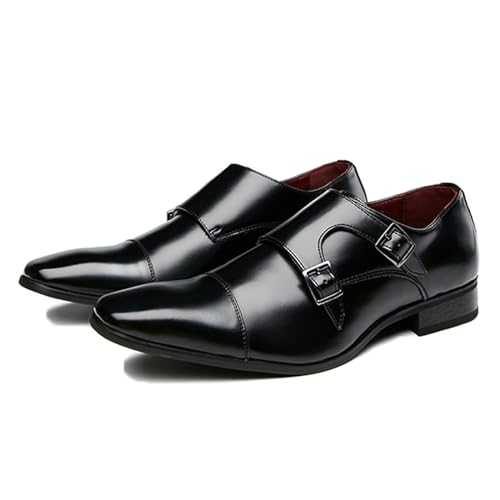 LMUIPMAA Mens Double Monk Strap Loafers Square Toe Slip On Dress Shoes Formal Business Casual Oxford Shoes for Men