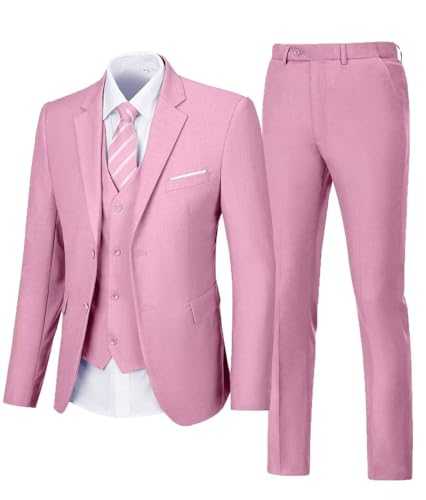 Aowdoy Men's Suits 3 Piece Men Suit Slim Fit Tuxedo Wedding Suit for Men Prom Party Casual Business Blazer Vest Pants Set