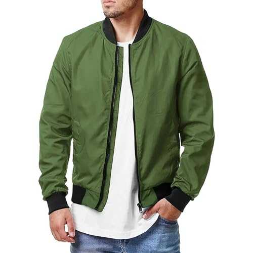 JEShifangjiusu Men'S Lightweight Bomber Jackets Casual Summer Windbreaker Outdoor Golf Fashion Coat Slim Fit Flight Jacket