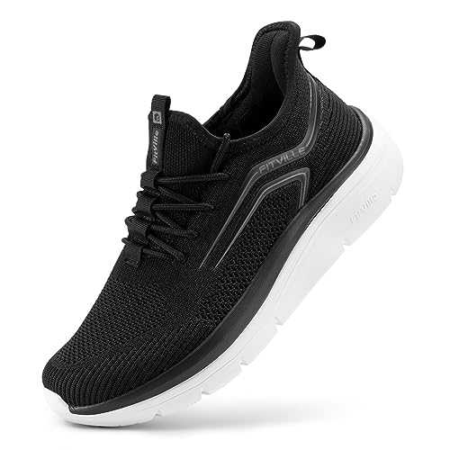 FitVille Extra Wide Fit Trainers for Men Slip On Arch Support Road Running Shoes Lightweight Athletic Sneakers for Gym Fitness Jogging Walking