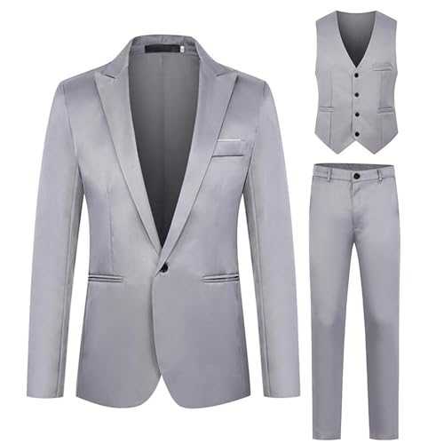 Men's 3-Piece Suit Slim Fit Suits 1 Button Men's Suit Jacket Vest Trousers for Business Wedding