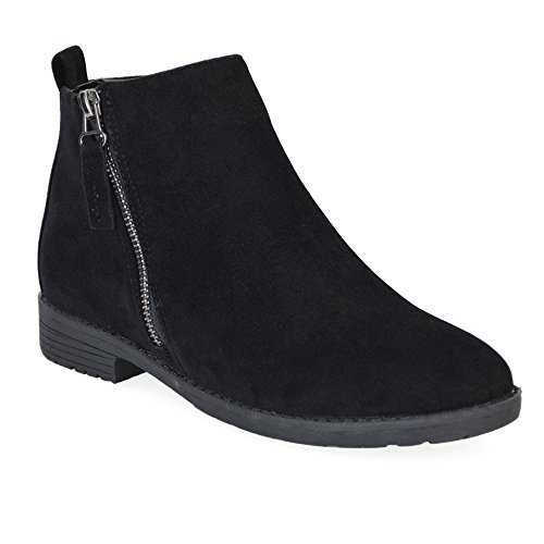 ESSEX GLAM Womens Ankle Boots Ladies Flat Block Heel Classic Biker Chelsea Shoe Booties Size 3-8